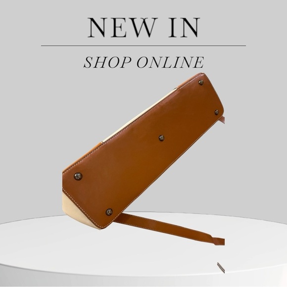 Like new ! Bostonian Cream and Tan Satchel Bag old Money Fashion - Picture 8 of 10